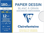 PAPIER DESSIN A GRAIN 24X32CM 180G X12