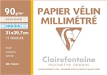 PAPIER DESSIN MILLIMETRE A4 90GR 12F***