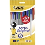 BL STYLO BILLE CRISTAL ASSORTIS X20 BIC