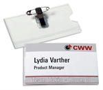 BADGE PLASTIQUE SANS PVC EPINGLE 60X90 PAQUET DE 100