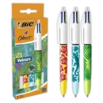 BL STYLO BILLE 4COUL NBRV VELOUR X3