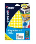 ETIQUETTE RONDE DIAM 15MM JAUNE PAQ 960