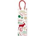 SAC CADEAU BOUTEILLE 12X09X37 BLANC NOEL