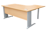 BUREAU ANGLE GAUCHE PIED METAL 160X104X73 CHERRY