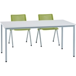 TABLE MOD RECT 140X70 ALU GRIS
